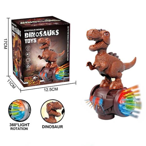 Kids Dinosaur Balance Bike with LED Lights & Bump and Go Feature Interactive Ride On Toy for Toddlers Green and Brown Color