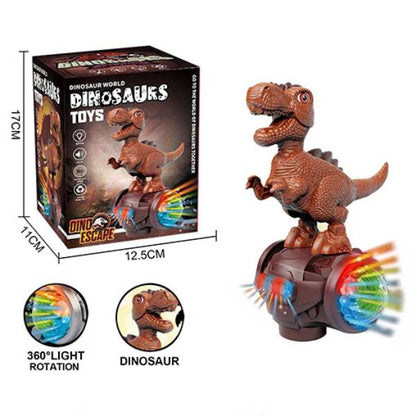 Kids Dinosaur Balance Bike with LED Lights & Bump and Go Feature Interactive Ride On Toy for Toddlers Green and Brown Color