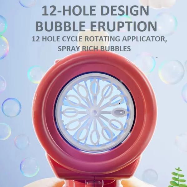 Bubble Machine gun, 12 Holes Bubble Guns for Kids, Electric Silent Handheld Bubble Makers for Outdoor and Indoor Play