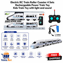 Kids Electric Train Roller Coaster RC Set Rechargeable Loop Tumble Track with Lights & Sound Remote Control Toy 4 Sets Age 3+ Boys Girls