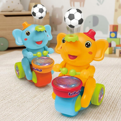Kids Musical Elephant Walking Toy Light & Sound Drum Elephant with Blow Ball Feature | Educational Toy Age 3+