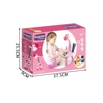 Kids Drawing Projector Table with LED Light Educational Trace & Draw Art Desk for Toddlers and Children Interactive Projection Function Creative Learning Tool