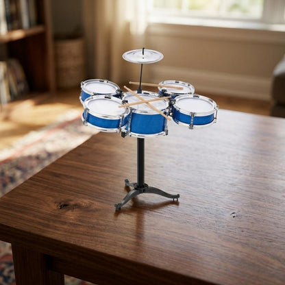 Kids Toy Drum Kit 5 Piece Jazz Drum Set with Cymbal Drumsticks & Stand Musical Instrument Play Set for Children Boys & Girls