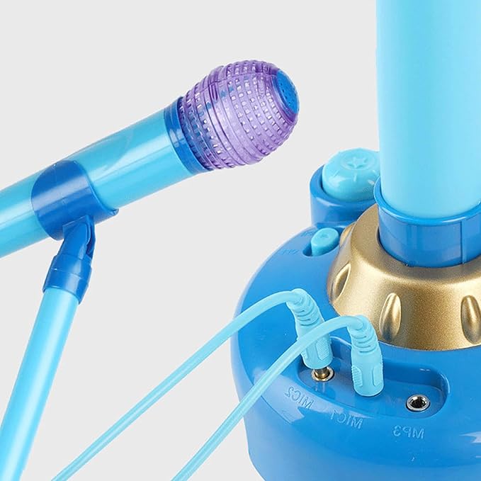 Kids Karaoke Microphone with Stand, Musical Toy Mic with Lights & Sound | Fun Singing Toy for Girls & Boys ( Pink/Blue)