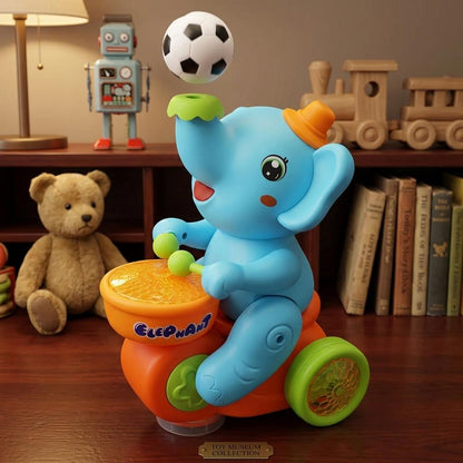 Kids Musical Elephant Walking Toy Light & Sound Drum Elephant with Blow Ball Feature | Educational Toy Age 3+