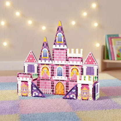 Magnetic Building Blocks 30PCS Princess Castle Set Travel Magnetic Tiles Toy with Portable Iron Storage Box Creative STEM Construction Toy for Kids