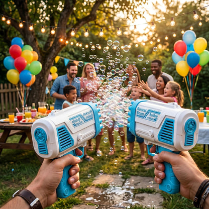 Kids 32 Hole Bubble Launcher Toy Automatic Bubble Maker for Outdoor Garden Parties Birthday Gifts & Summer Fun