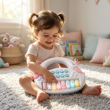 Kids Musical Piano Toy Interactive Baby Keyboard with Lights, Sounds & Carry Handle