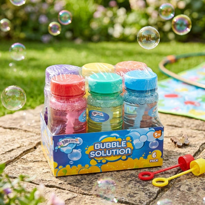 6 Pack Bubble Solution Refill Bottles for Kids Outdoor Garden Play Colourful Bubble Liquid Toy Set Age 5+