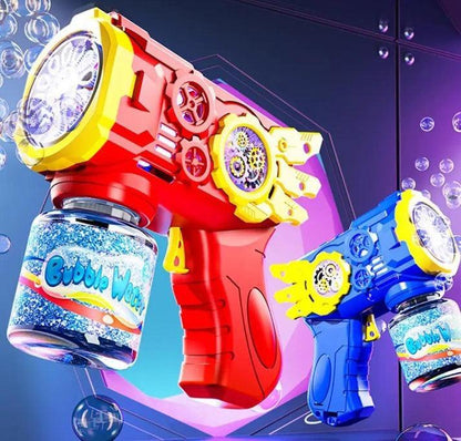 Automatic Bubble Gun for Kids Fun Party Favour Toy Outdoor Bubble Blower Easy-to-Use Bubble Shooter Perfect Birthday & Christmas Gift for Children Blue & Red
