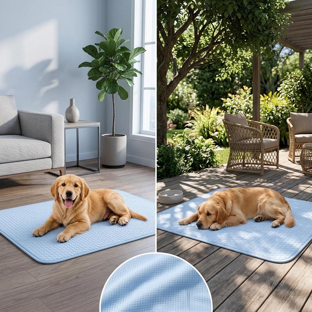 Pet Cooling Mat for Dogs & Cats Breathable Sandwich Mesh Cooling Pad Non-Slip Washable Foldable Pet Bed 50x70cm, 90x70cm & 120x90cm