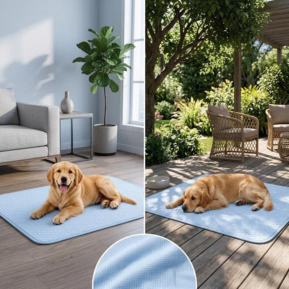 Pet Cooling Mat for Dogs & Cats Breathable Sandwich Mesh Cooling Pad Non-Slip Washable Foldable Pet Bed 50x70cm, 90x70cm & 120x90cm