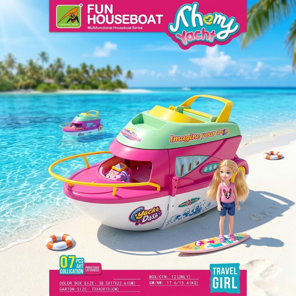 Kids Toy Yacht Playset with Fashion Doll and Accessories Boat Adventure Play Set for Kids