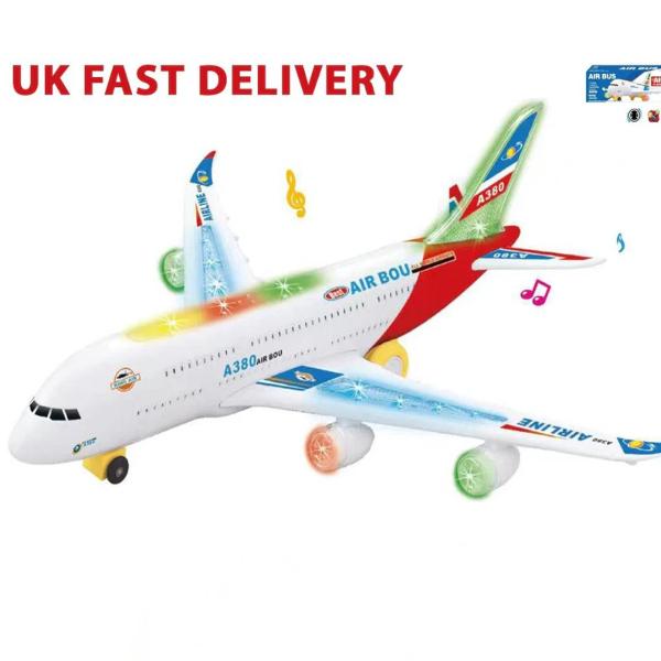 Kids Musical Airplane Toy with Lights & Sound Interactive Aircraft Play Toy for Children Flashing LED Plane Toy Fun Educational Gift for Boys & Girls