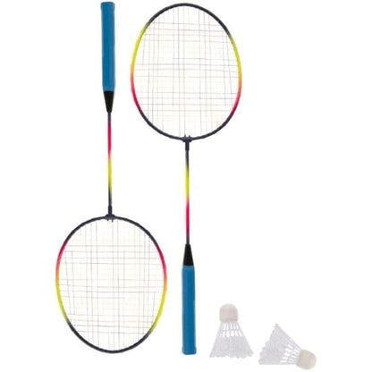 Rainbow Design Badminton Set – 2 Lightweight Rackets & 2 Durable Shuttlecocks | Fun Outdoor Game for All Ages