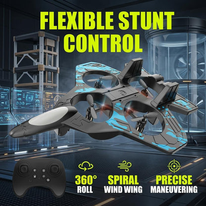Remote Control Fighter Aircraft Toy with Obstacle Avoidance RC Plane for Kids Outdoor Indoor UK