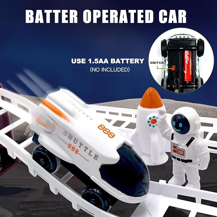 Outer Space Adventure Set Battery-Operated Space Shuttle Rocket Astronaut Figures And Satellites Educational & Skill-Building Toy for Kids