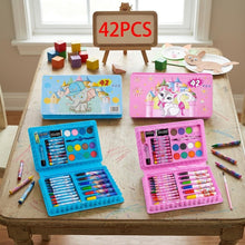 42PCS Kids Art Set Drawing Kit Children's Colouring Set with Crayons, Felt Pens & Watercolour Paints Portable Carry Case