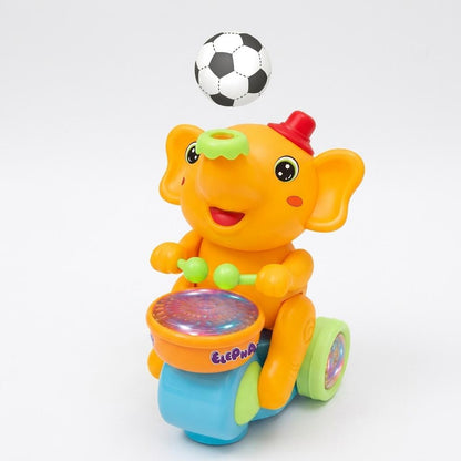 Kids Musical Elephant Walking Toy Light & Sound Drum Elephant with Blow Ball Feature | Educational Toy Age 3+