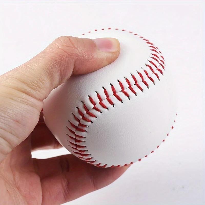 Leather Baseball, 2 Pieces of Raised Seam Practice Ball for Baseball Players Durable Full Grain Leather Cover, Cushioned Cork Core, Great for Training, Games, School, Colleges