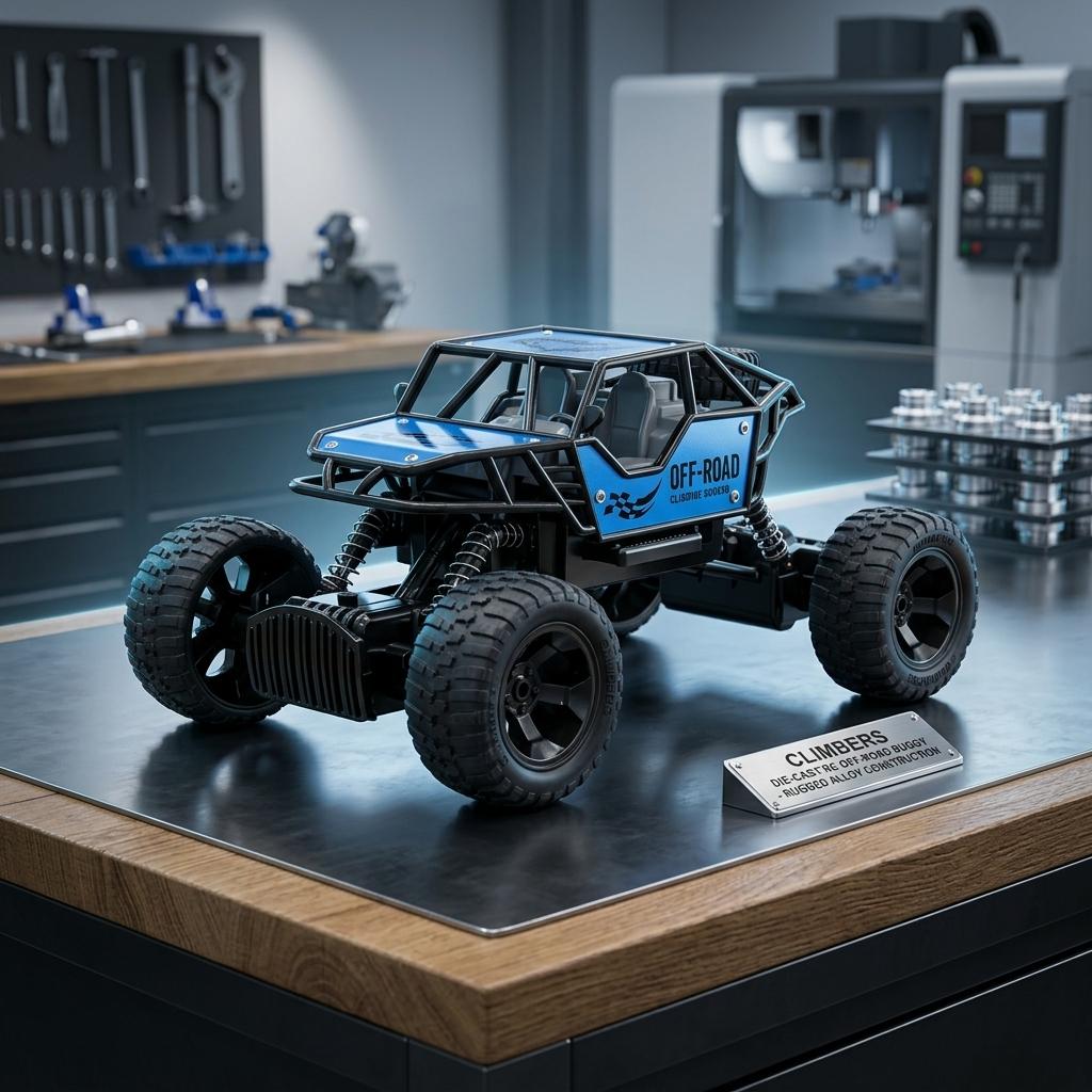 Remote Control Off Road Buggy 4 Channel RC Crawler Car with Alloy Body & Large Tyres Kids Toy Vehicle