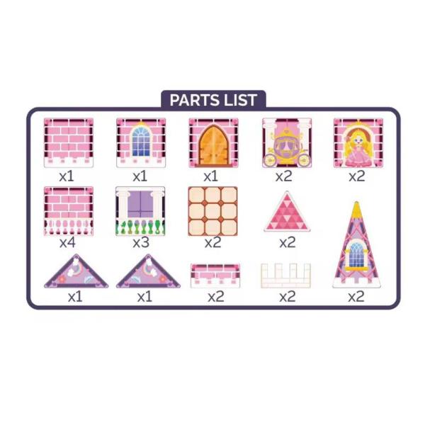 Magnetic Building Blocks 30PCS Princess Castle Set Travel Magnetic Tiles Toy with Portable Iron Storage Box Creative STEM Construction Toy for Kids