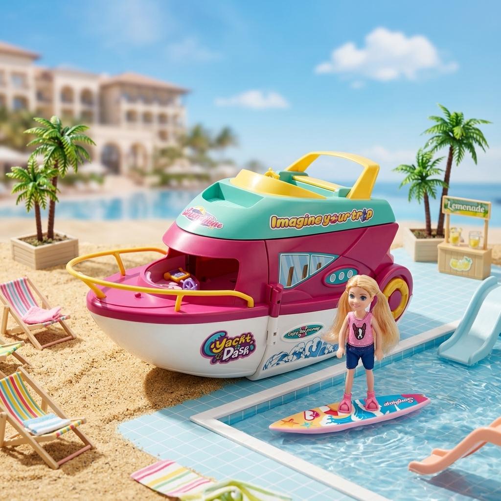 Kids Toy Yacht Playset with Fashion Doll and Accessories Boat Adventure Play Set for Kids