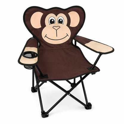 Kids Foldable Camping Chair with Cup Holder & Carry Bag Portable Animal Outdoor Chair for Garden, Beach & Picnic Monkey or Frog 50kg Capacity