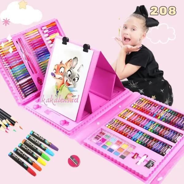 All-in-One Kids Drawing Kit – 208-Piece Creative Stationery Set for Coloring, Drawing & Crafting Fun | Top Toy for Toddlers & Preschoolers