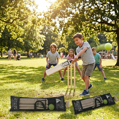 Kids Cricket Starter Kit with No.3 Bat, Stumps & Ball | Garden Sports Game Set