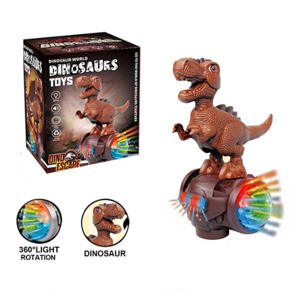 Kids Dinosaur Balance Bike with LED Lights & Bump and Go Feature Interactive Ride On Toy for Toddlers Green and Brown Color