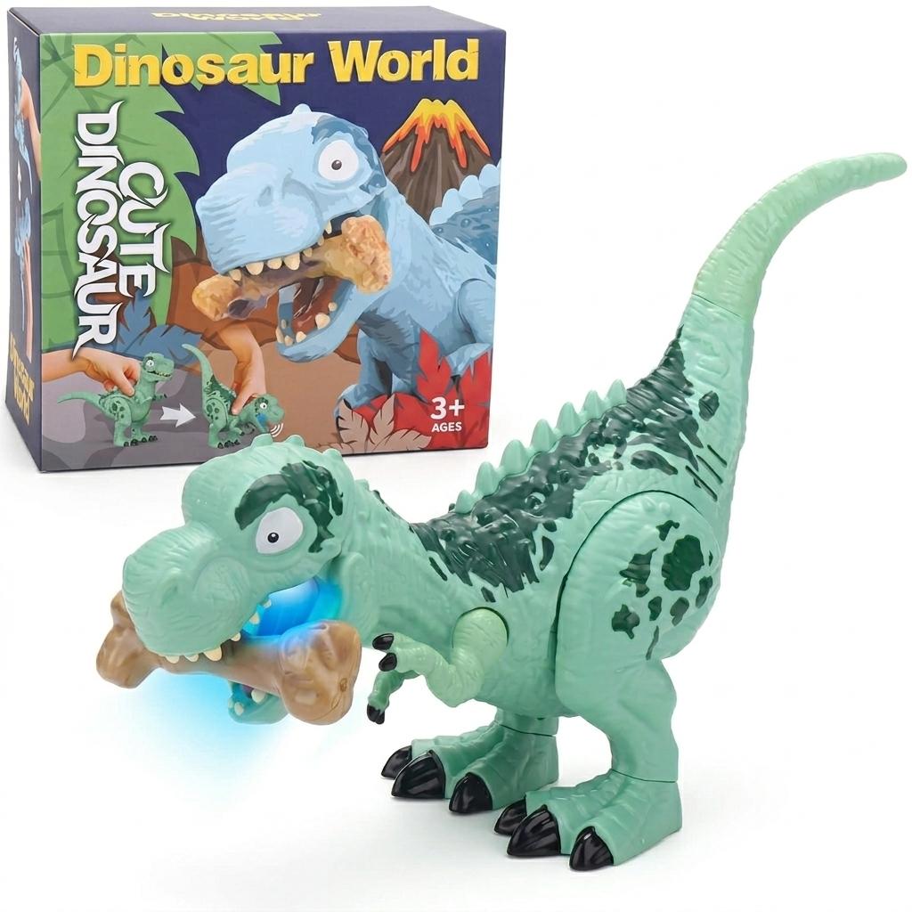 Electric Dinosaur Toy with Roaring Sound Moving Mouth Soft Tail T-Rex Kids Toy Gift