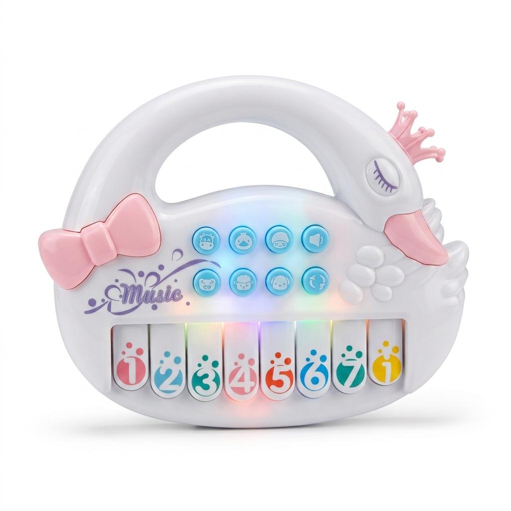 Kids Musical Piano Toy Interactive Baby Keyboard with Lights, Sounds & Carry Handle