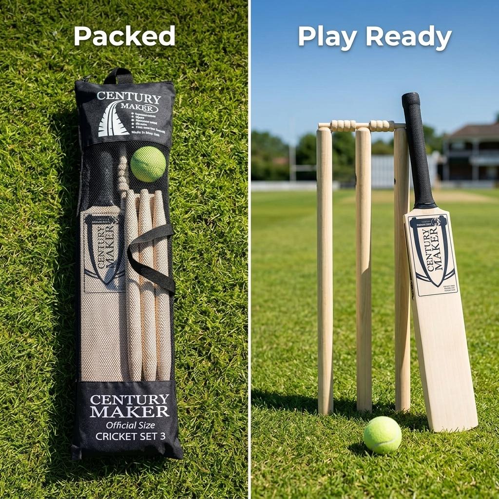 Kids Cricket Starter Kit with No.3 Bat, Stumps & Ball | Garden Sports Game Set