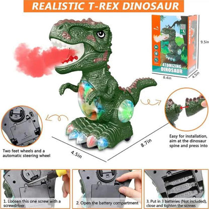 Battery-Operated Spray Dinosaur Toy with Lights & Music, Colour Changing Mist