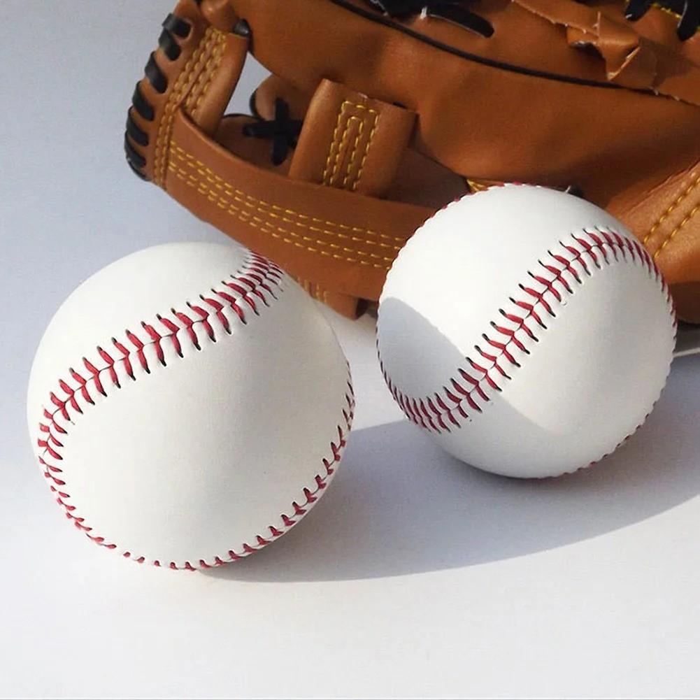 Leather Baseball, 2 Pieces of Raised Seam Practice Ball for Baseball Players Durable Full Grain Leather Cover, Cushioned Cork Core, Great for Training, Games, School, Colleges