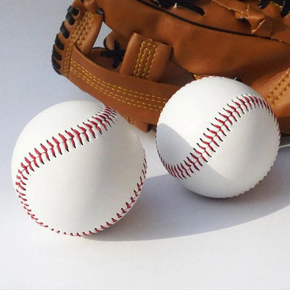 Leather Baseball, 2 Pieces of Raised Seam Practice Ball for Baseball Players Durable Full Grain Leather Cover, Cushioned Cork Core, Great for Training, Games, School, Colleges