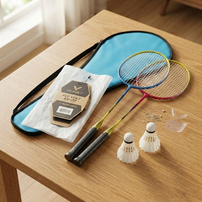 4 Piece Badminton Set with 2 Rackets & 2 Shuttlecocks Lightweight Outdoor Garden Sports Game for Adults & Kids