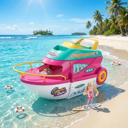 Kids Toy Yacht Playset with Fashion Doll and Accessories Boat Adventure Play Set for Kids
