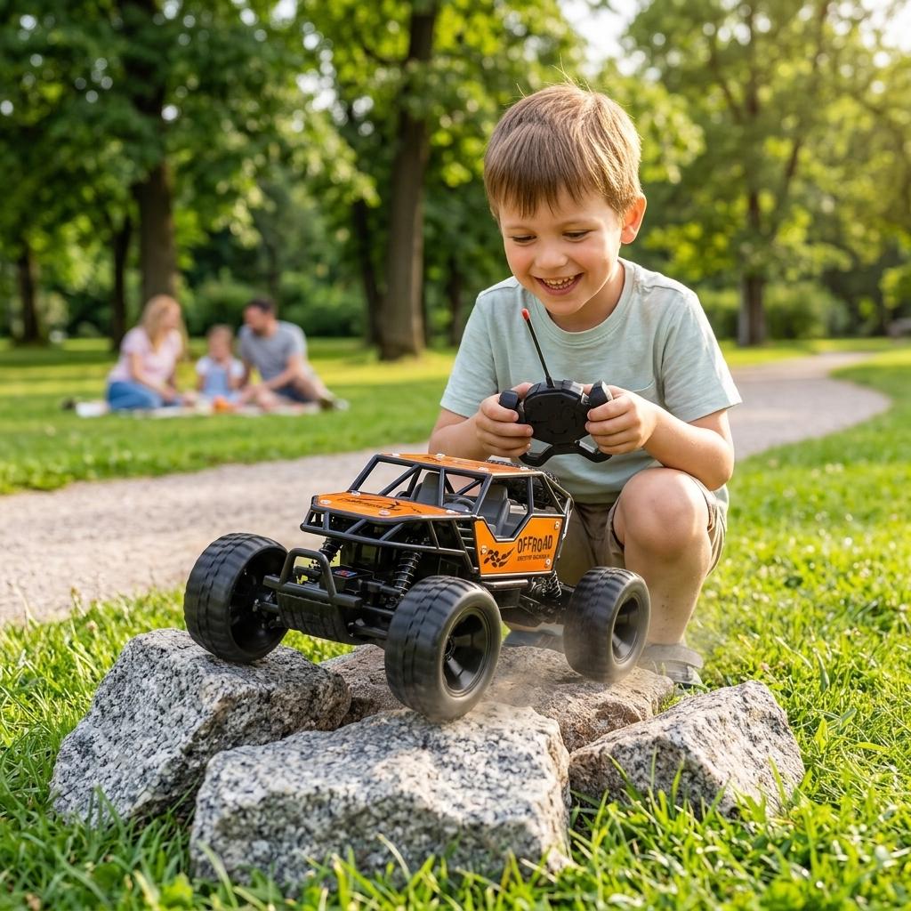 Remote Control Off Road Buggy 4 Channel RC Crawler Car with Alloy Body & Large Tyres Kids Toy Vehicle