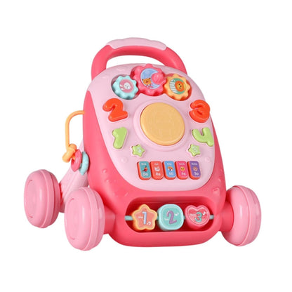2 in 1 Sit to Stand Learning Walker Toy Handle Interactive Musical Play Panel with Lights Vibrant Colour Encourages Motor Skill & Cognitive Development for kids 8''H x 6''W