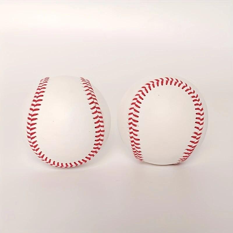 Leather Baseball, 2 Pieces of Raised Seam Practice Ball for Baseball Players Durable Full Grain Leather Cover, Cushioned Cork Core, Great for Training, Games, School, Colleges
