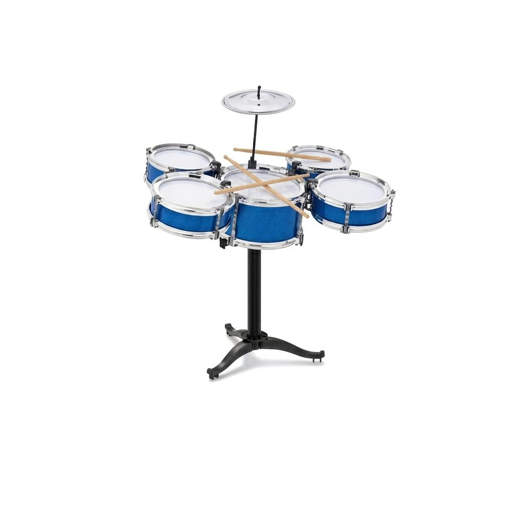 Kids Toy Drum Kit 5 Piece Jazz Drum Set with Cymbal Drumsticks & Stand Musical Instrument Play Set for Children Boys & Girls