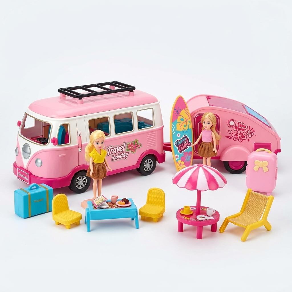 Travel Holiday Campervan Doll Playset – Luxury RV and Adventure Set