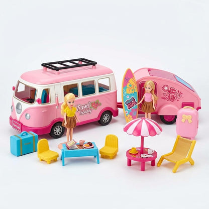 Travel Holiday Campervan Doll Playset – Luxury RV and Adventure Set