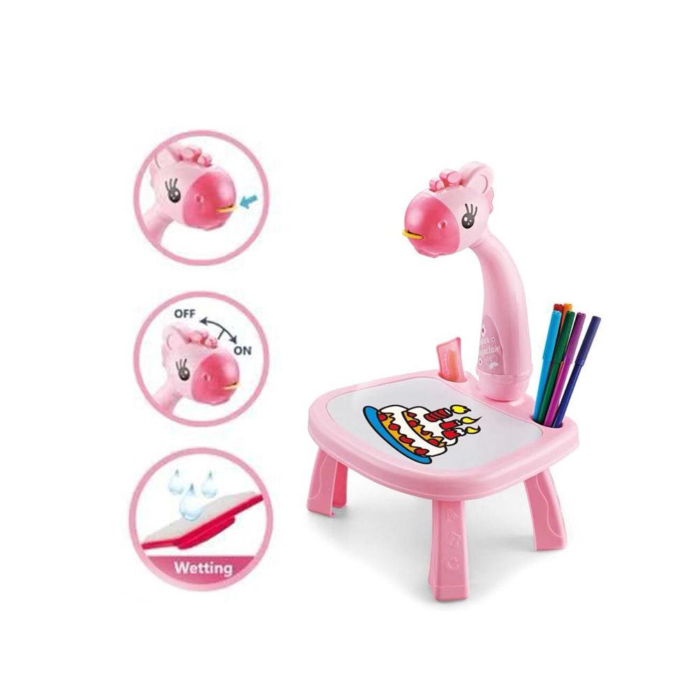 Kids Drawing Projector Table with LED Light Educational Trace & Draw Art Desk for Toddlers and Children Interactive Projection Function Creative Learning Tool