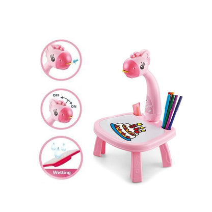 Kids Drawing Projector Table with LED Light Educational Trace & Draw Art Desk for Toddlers and Children Interactive Projection Function Creative Learning Tool