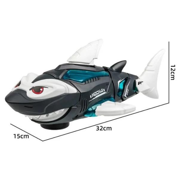 Electric Shark Toy with Light & Sound Moving Action Kids Interactive Toy Grey White UK