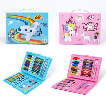 Kids 68PCS Art & Craft Set Drawing, Colouring & Painting Kit with Portable Storage Case School & Home Activities