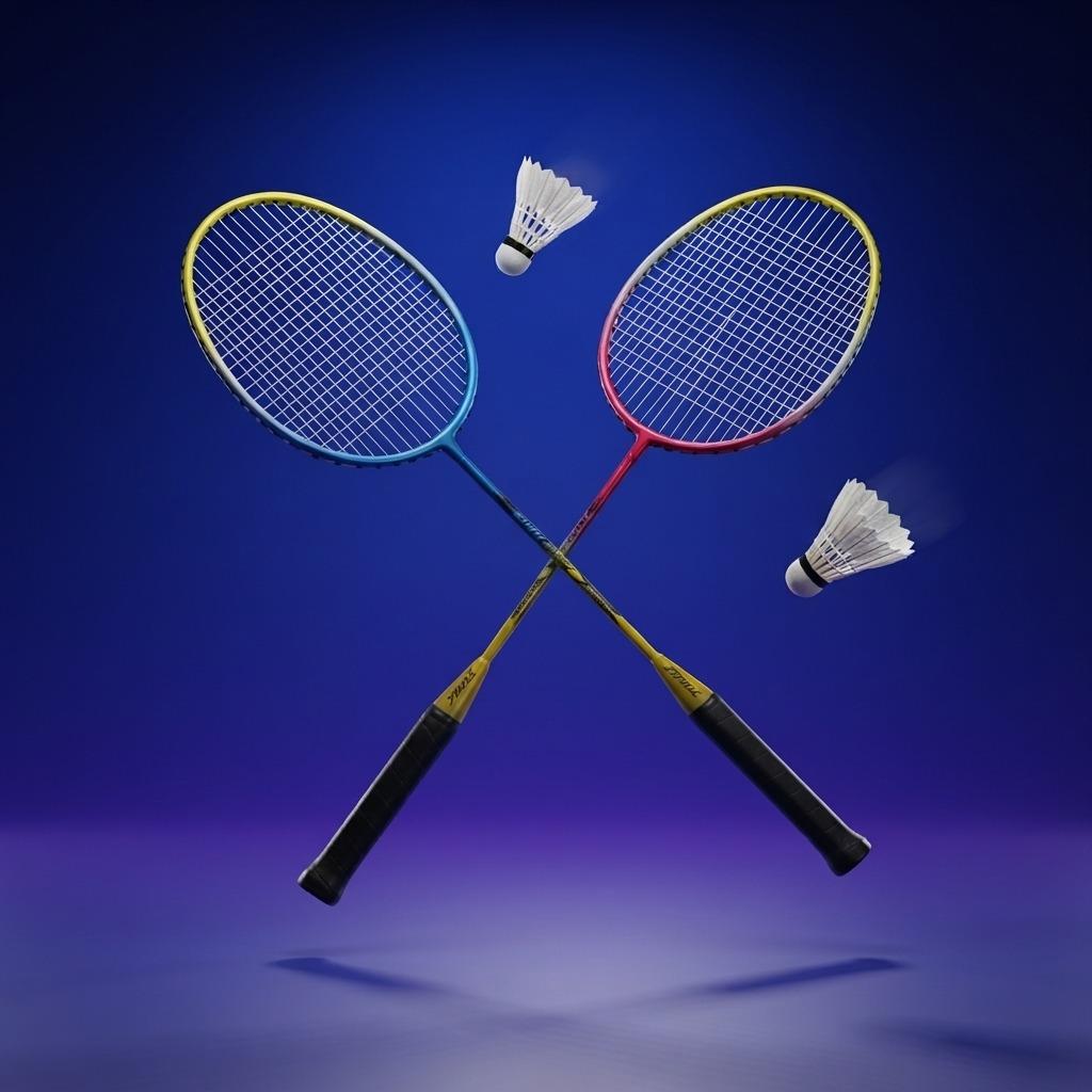 4 Piece Badminton Set with 2 Rackets & 2 Shuttlecocks Lightweight Outdoor Garden Sports Game for Adults & Kids